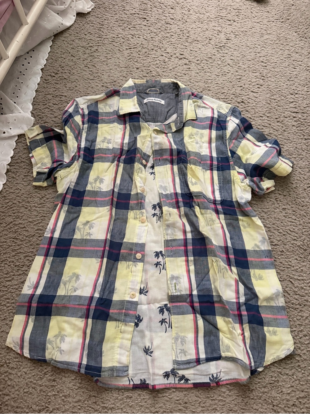 Tommy Bahama Multicolor Plaid Button-Up Shirt - Gray, Cream, Pink, Blue